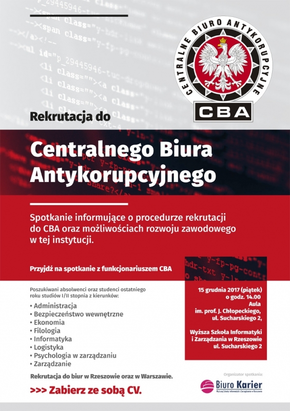 CBA szuka pracowników w Rzeszowie