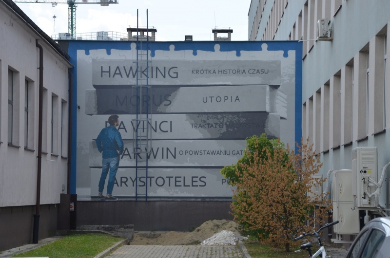 Mural na ścianach uczelni Uniwersytetu Rzeszowskiego
